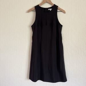 Vince 100% Silk Sleeveless Button Back Sheath Dress size 6 Black Office Career